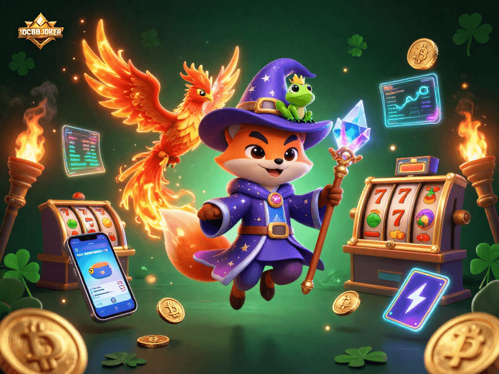 Experience thrilling gameplay with IDC88JOKER, featuring magical elements and rich casino visuals.