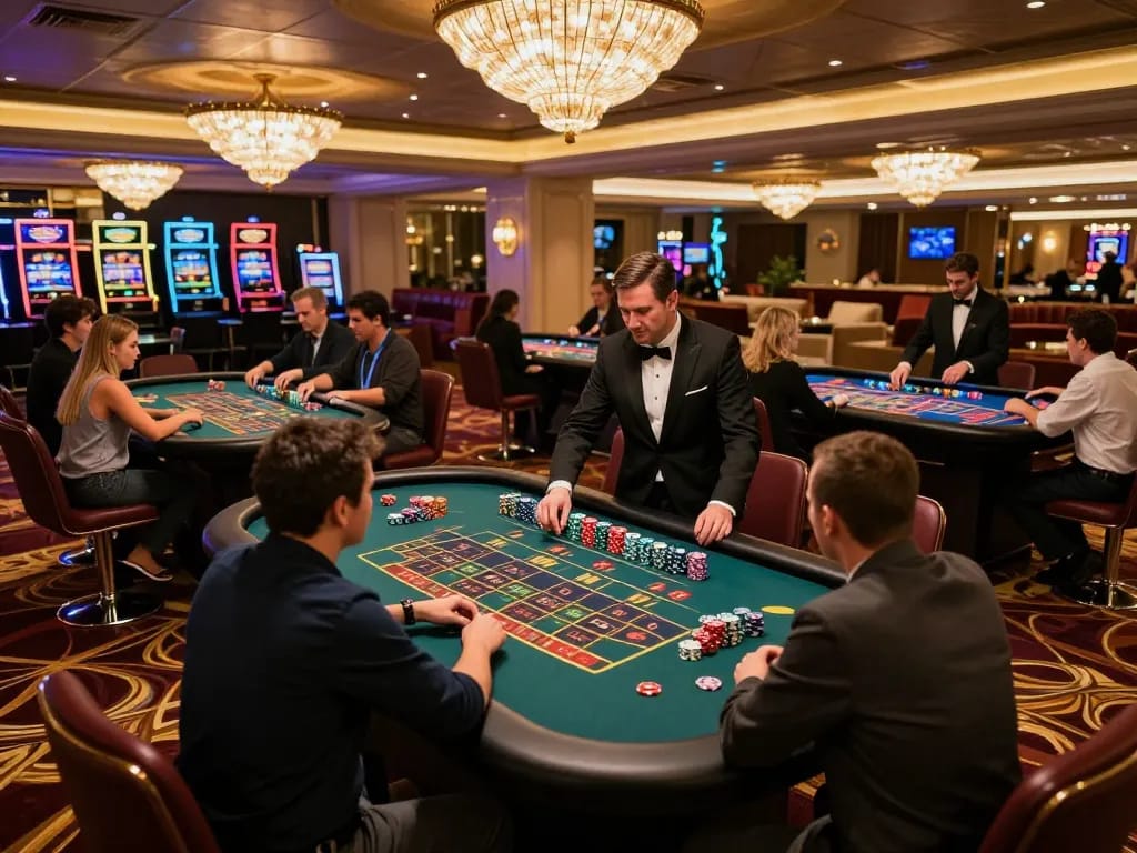 Players at roulette tables enjoying strategic gameplay at fortleemedspa casino, showcasing excitement and luxury.