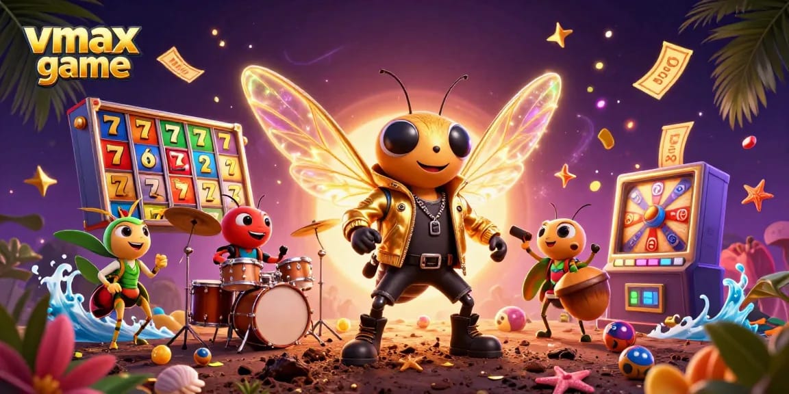 Experience the thrill of vmax game with vibrant slots and dynamic characters in an exciting scene.