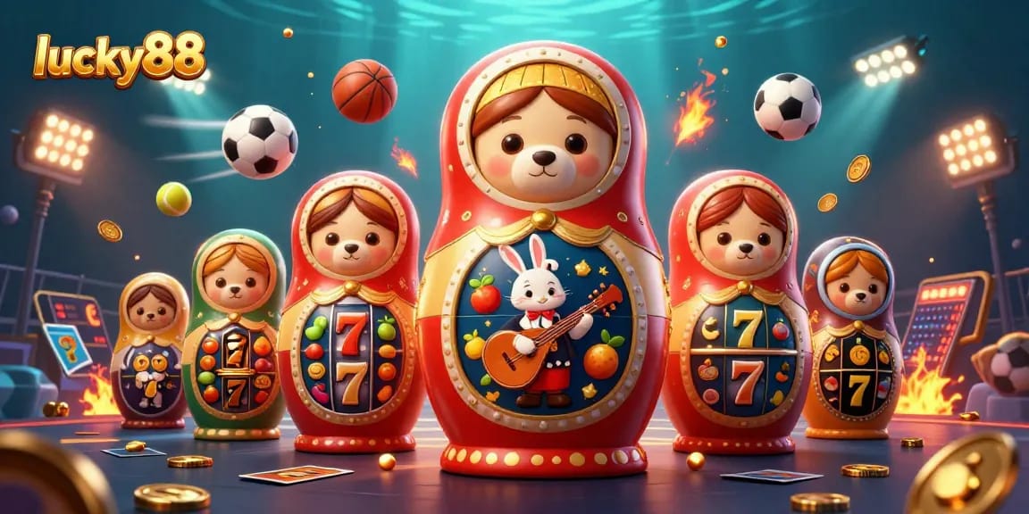 Win big with lucky88 slots, featuring dynamic characters and vibrant casino elements.