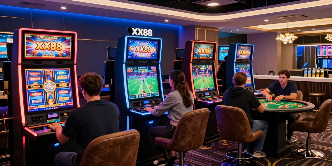 Players enjoying diverse gaming options at XX88 virtual casino, showcasing excitement and modern technology.