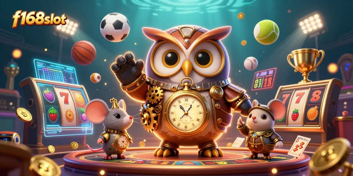 Join the excitement with f168slot's dynamic casino gaming experience featuring playful characters.