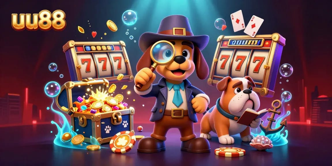 Join the adventures at uu88 in a vibrant casino world with detectives and treasure clues.