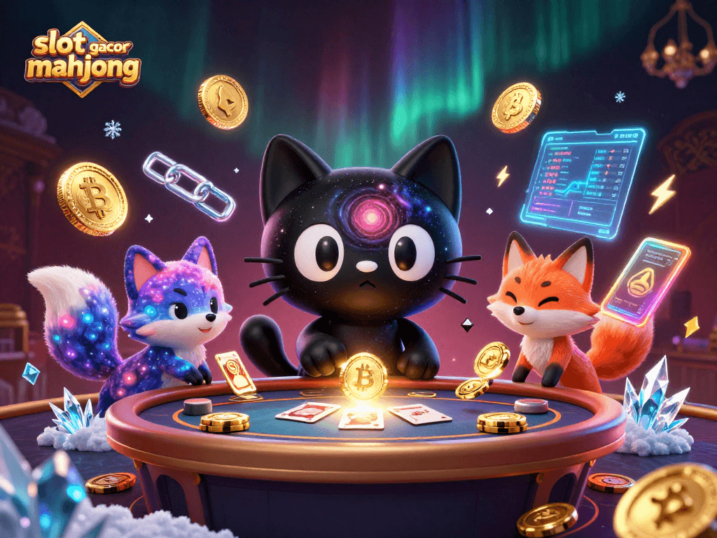 Play at the slot gacor mahjong table and witness magical moments with cats and cosmic elements.