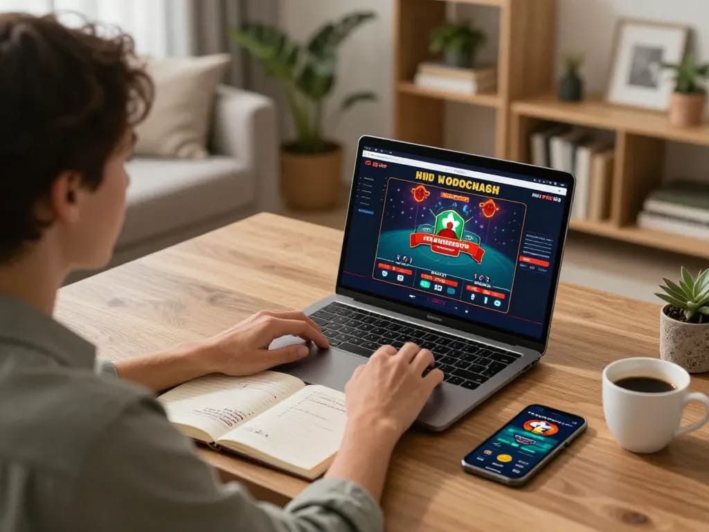 Engaged player at home enjoying interactive online betting with bagus-surfcamp gaming strategies.