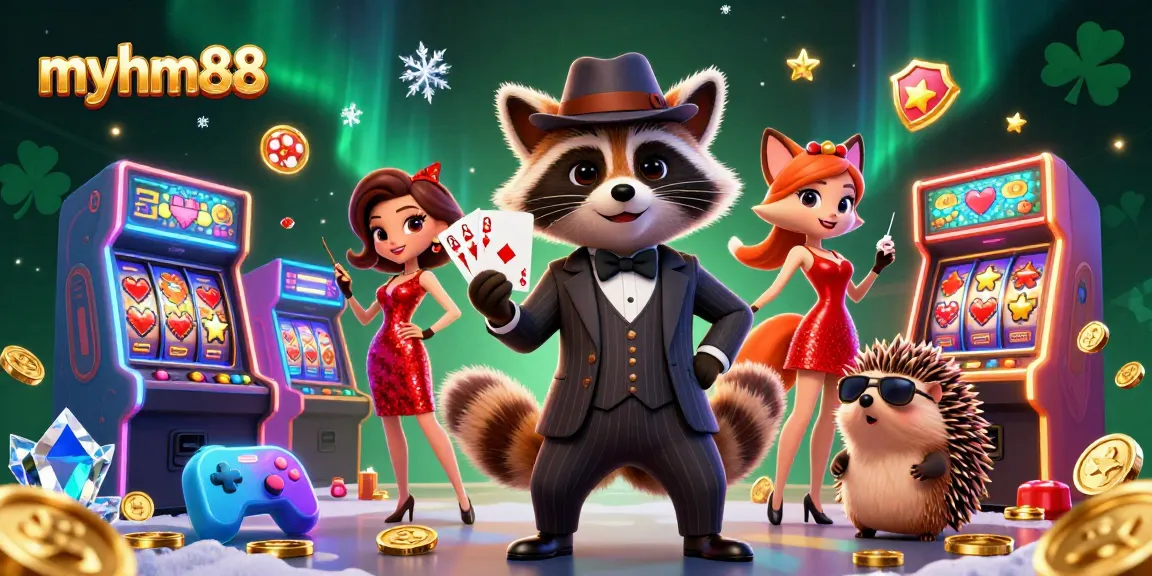 Experience excitement at myhm88 with a royal flush in a lively 3D casino scene.