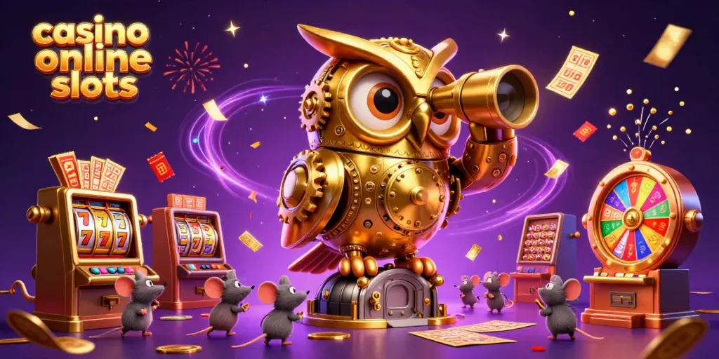 Experience casino online slots with a vibrant 3D cartoon illustration featuring dynamic characters and rich gaming elements.