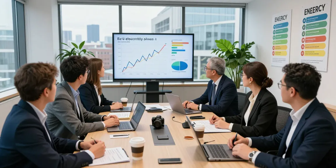 Discussing the uk electricity price per kwh april 2026 in a collaborative office setting.