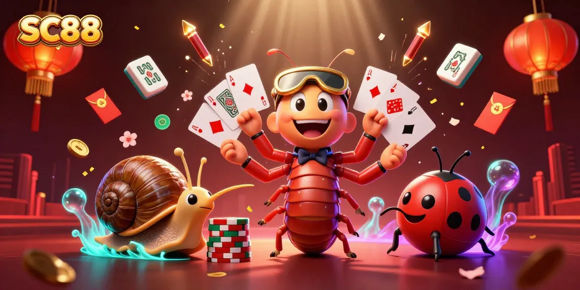 SC88 showcases a bustling casino scene with a lively millipede dealer and vibrant game elements.
