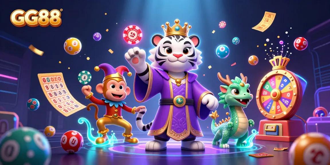 Experience the excitement of GG88: vibrant 3D casino adventure with lively characters and gambling elements.