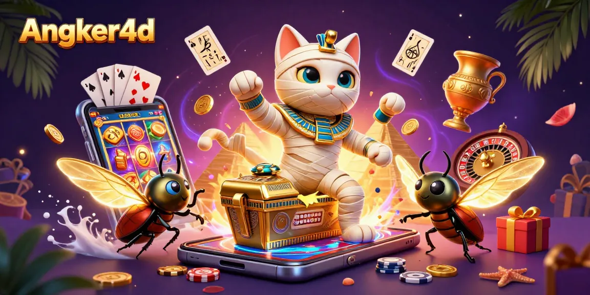 Permainan slot Angker4d dengan kucing mummy 3D keluar dari sarkofagus dalam suasana kasino