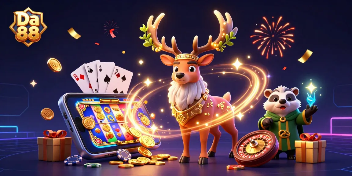 Spin the reels with Da 88 at an enchanting casino scene featuring vibrant gaming elements.