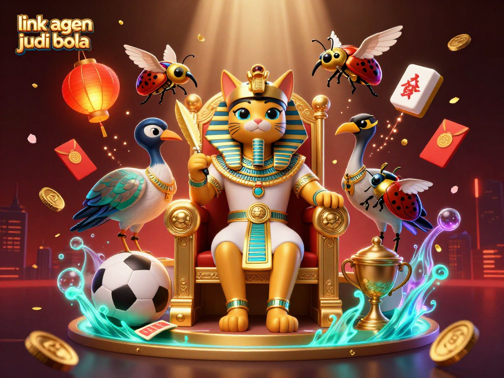 Engage with link agen judi bola through an exciting sports betting scene featuring vibrant characters and dynamic game elements.