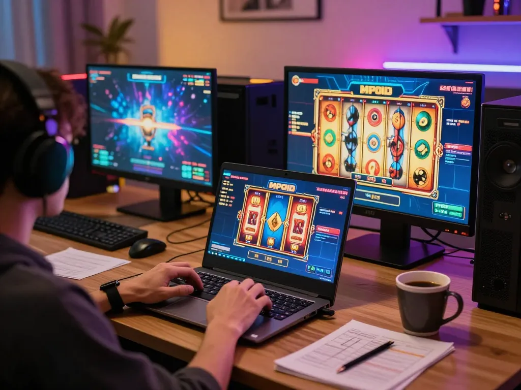 Person enjoying MPOID online gaming experience with interactive reels and dynamic gameplay.