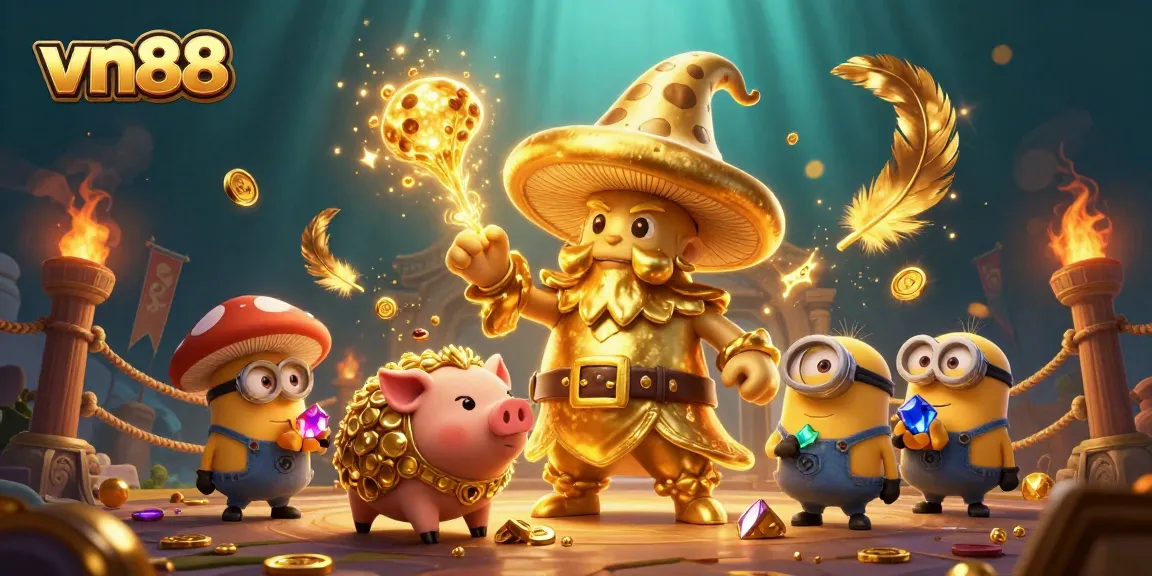 Experience the thrill of vn88 with golden magical characters and dynamic casino action.