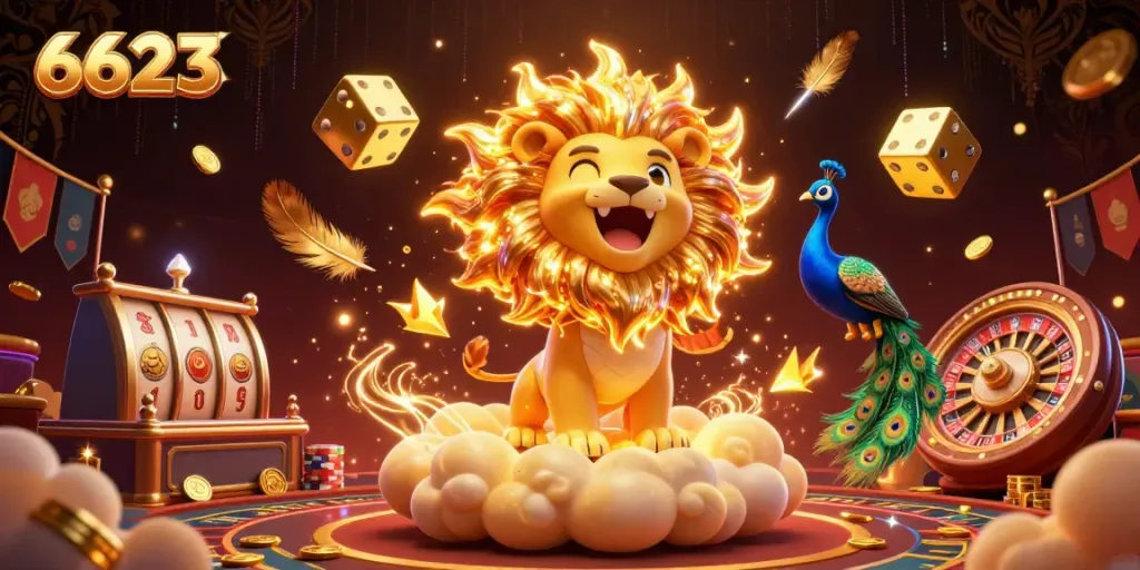 Experience the thrilling world of 6623 with casino elements and a vibrant 3D illustration