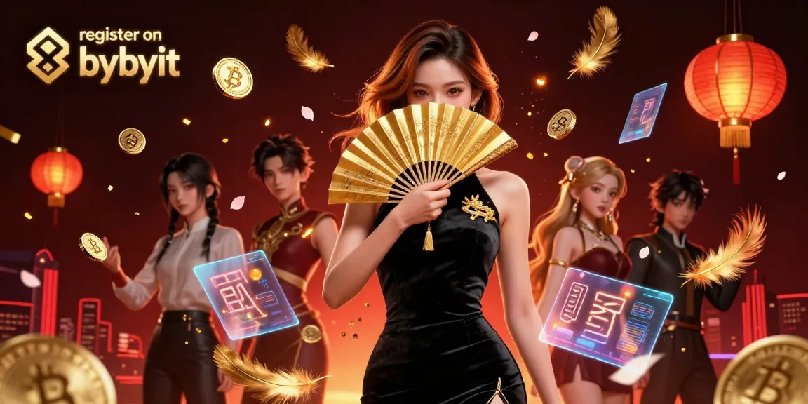 Join and register on Bybit with this vibrant scene showcasing cryptocurrency elements and stunning visuals.