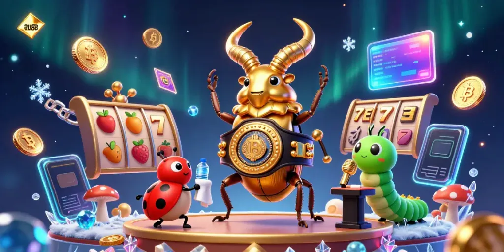 Play exciting games at au88 featuring a golden stag beetle boxing in a casino-themed scene.