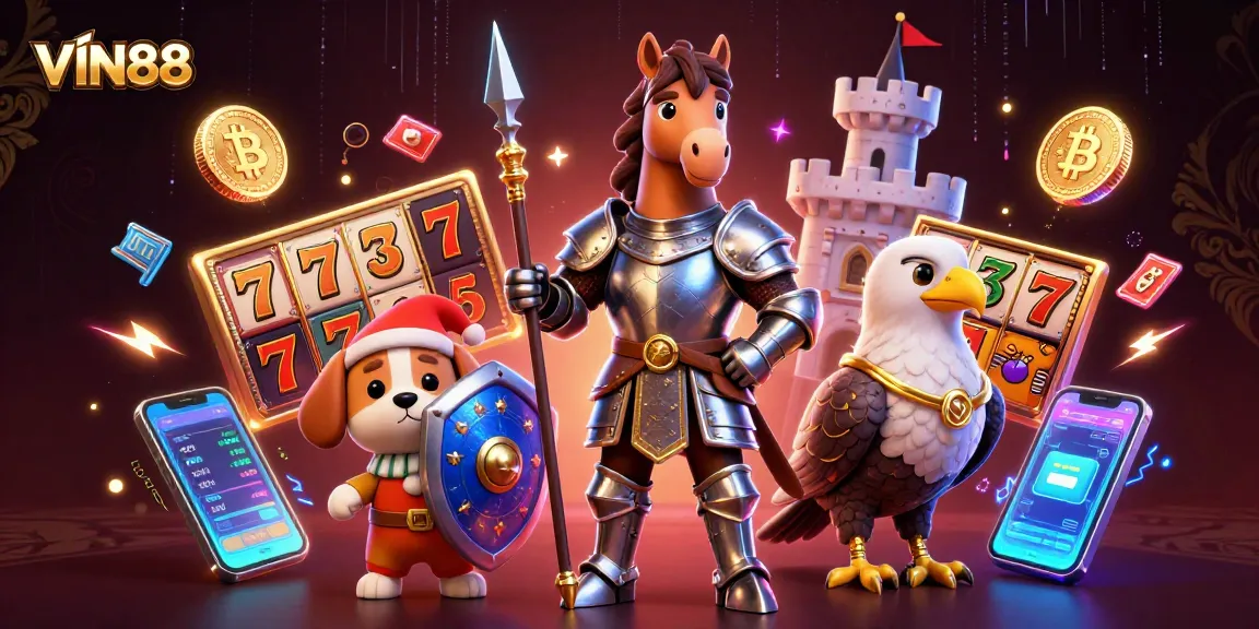 Experience thrilling gameplay at VIN88 with vibrant slot themes and energetic medieval characters.