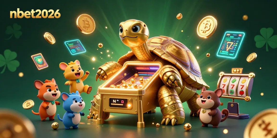 Experience nbet2026 excitement with a vibrant casino scene featuring a golden tortoise pinball machine.