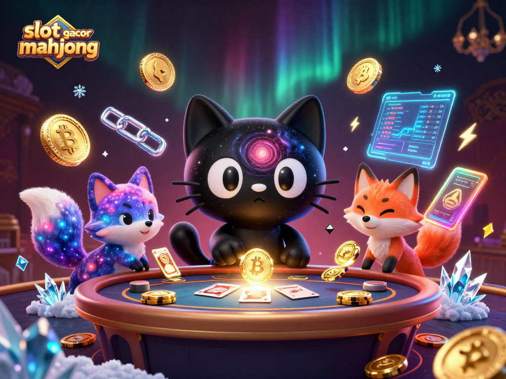 Play at the slot gacor mahjong table and witness magical moments with cats and cosmic elements.