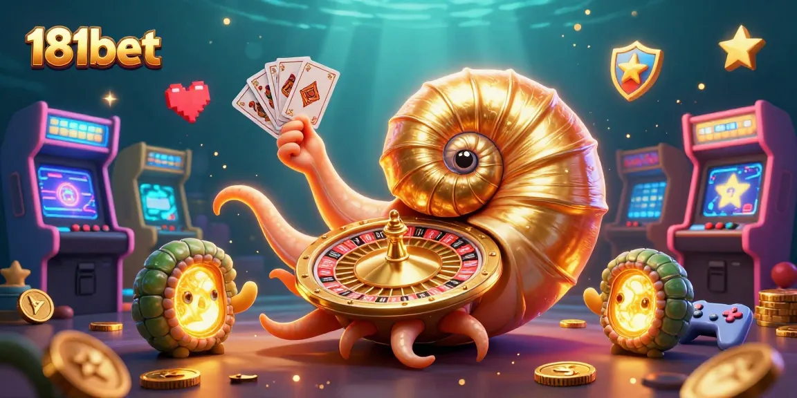 Experience thrilling gaming with 181bet's unique 3D casino illustration featuring a giant nautilus roulette and glowing companions.