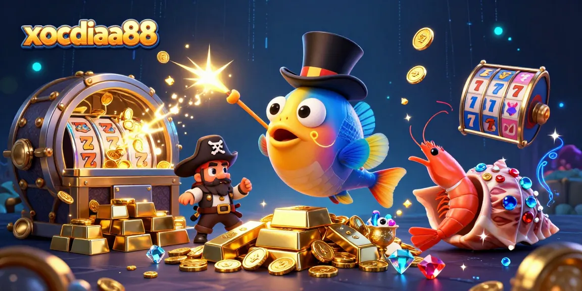Experience thrilling wins with xocdiaa88 as you dive into a vibrant 3D underwater casino scene.