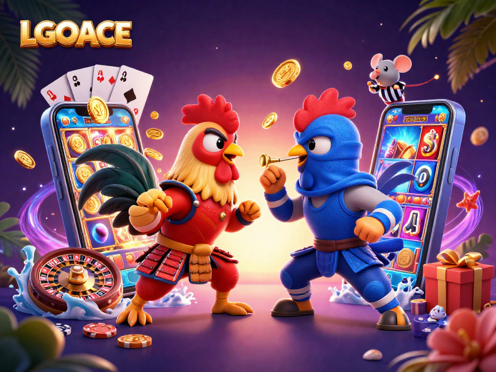LGOACE offers thrilling cockfighting drama alongside vibrant casino elements, highlighting gaming excitement.