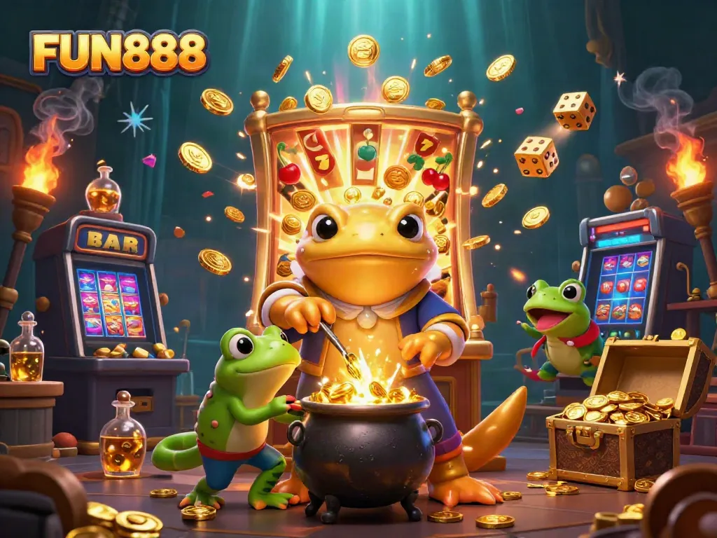 Experience thrilling casino gameplay with FUN888 in a magical 3D world full of characters and gold.