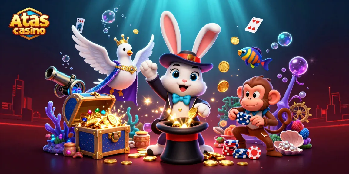 Win big at atas casino with magical and vibrant casino-themed 3D illustration.