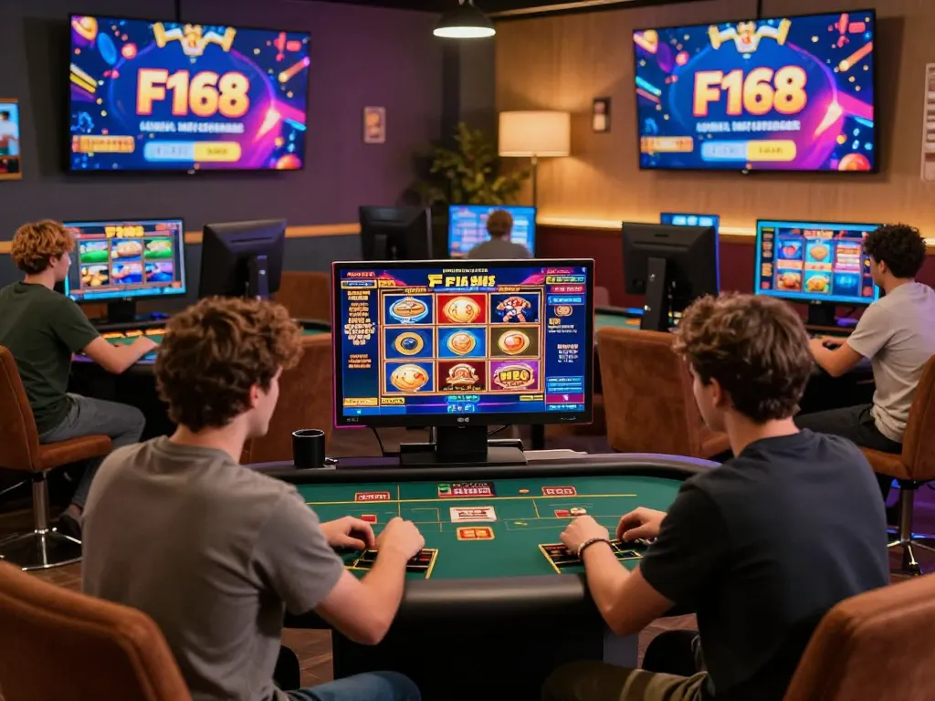 Players enjoying online gaming on F168, showcasing vibrant casino atmosphere and engaging gameplay.