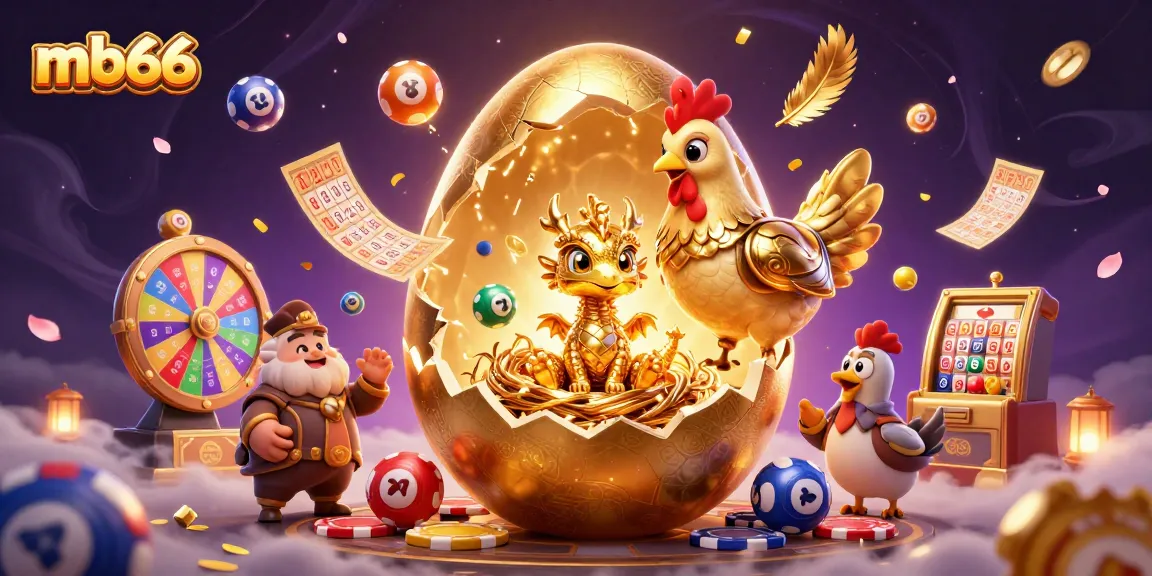 Experience excitement with mb66's vibrant casino scene featuring a golden dragon and colorful gaming elements.