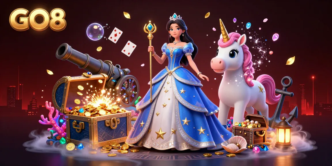 Experience the excitement of GO8 casino games while surrounded by fantastical elements and vibrant visuals.
