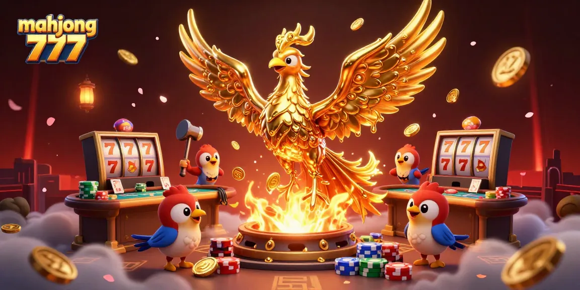 Experience thrilling gameplay from mahjong 777 with a golden phoenix illustrating winning potential and vibrant casino elements.
