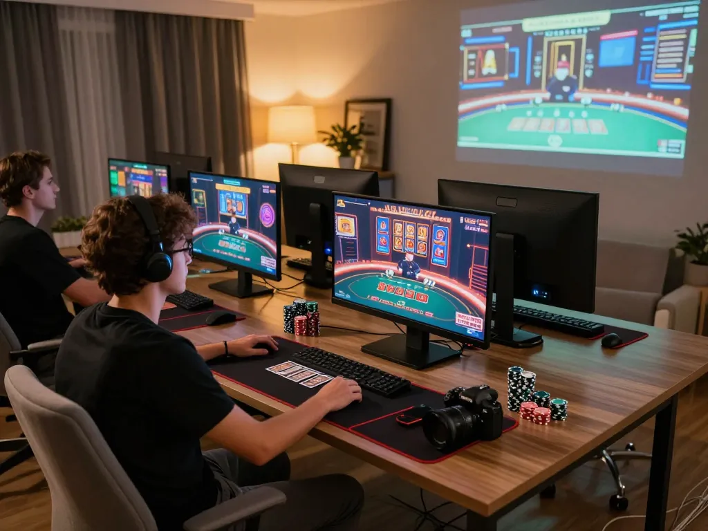 Engaging in a game online on multiple screens showcasing exciting casino experiences