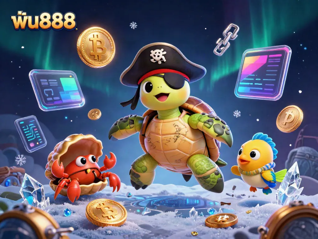 Join fun with ฟัน888 in an exciting pirate-themed digital casino world featuring adorable characters and vibrant prizes.