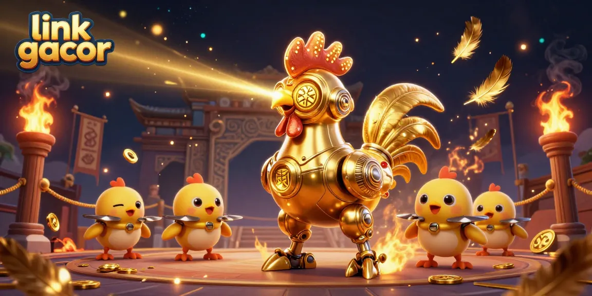 Play and win on slot games with link gacor in this vibrant 3D illustration.