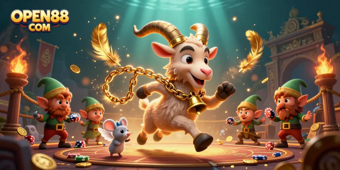 Bet on exciting games at OPEN88 COM, where cartoon characters create a festive casino atmosphere.