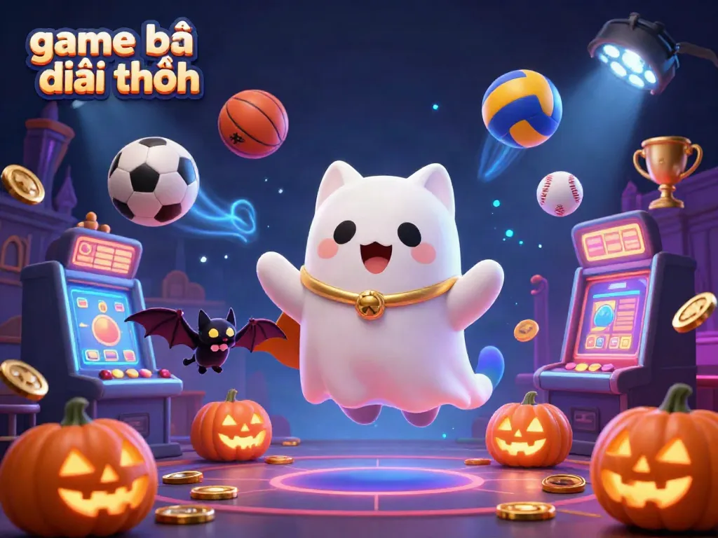 Experience thrilling game bài đổi thưởng in a vibrant haunted casino scene filled with lively characters and game elements.