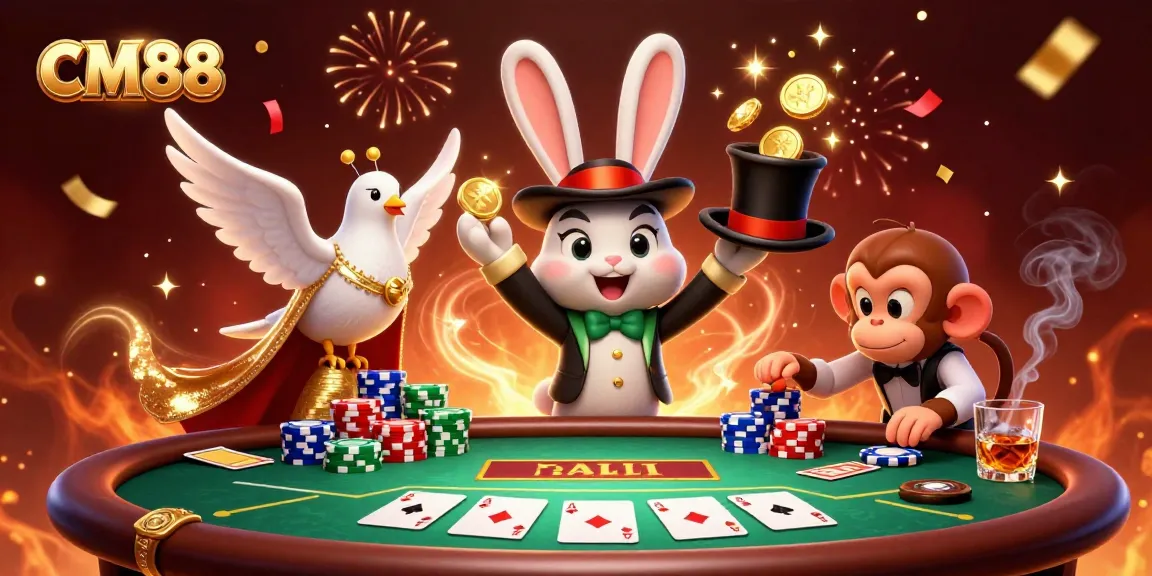 Experience CM88 magic with a dynamic casino scene filled with excitement and winning elements