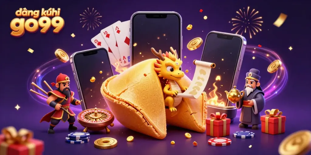 Win big with đăng ký go99 while enjoying a vibrant, packed 3D casino scene featuring unique characters.