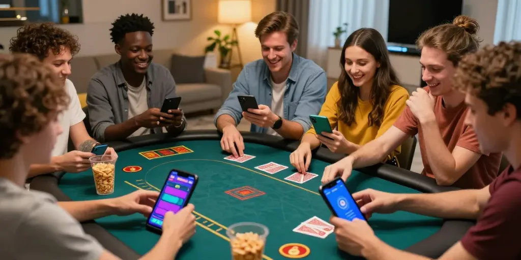 Group of friends enjoying online games on https://ku88vt.com/, showcasing excitement and vibrant atmosphere.