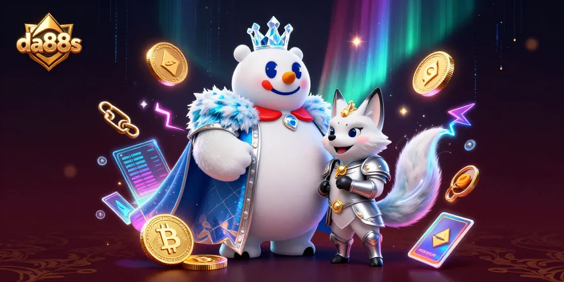 Engage with da88s at a dynamic casino scene featuring cryptocurrency elements and colorful visuals.