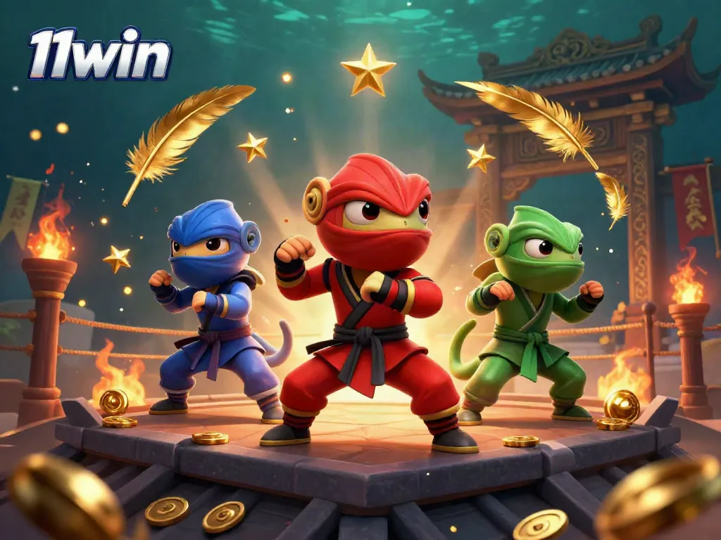 Experience thrilling gameplay at 11win with ninja chameleons in a vibrant casino setting, enhancing your betting adventure.