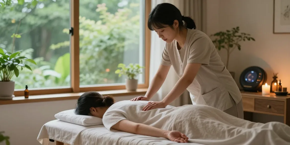 Experience a calming 김포출장마사지 in a serene home setting with soothing elements and natural light.