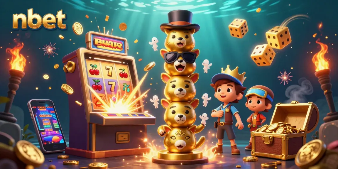 Spin the reels with nbet, a vibrant 3D casino scene featuring exciting slot machines and lucky symbols.