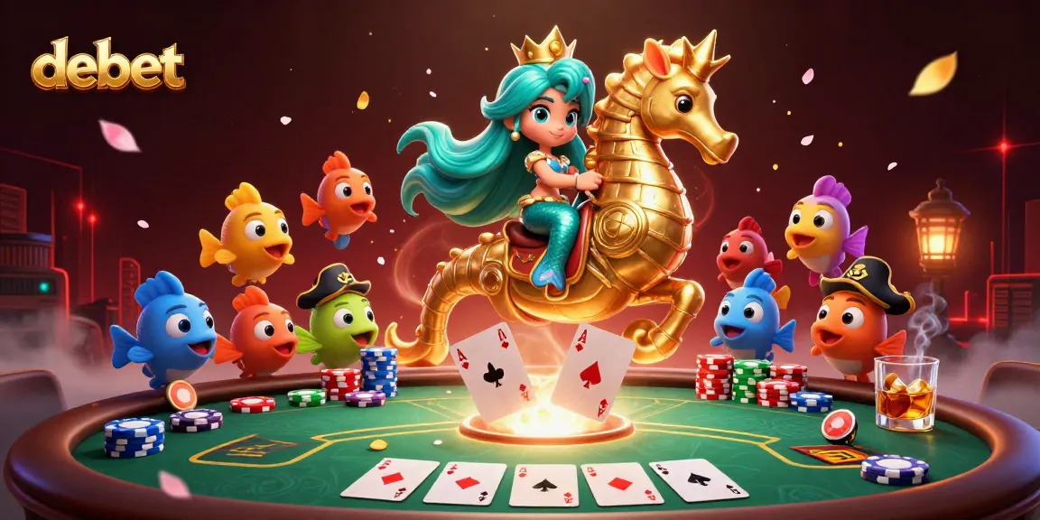 Experience exhilarating gaming moments with debet in this vibrant casino-themed 3D scene.