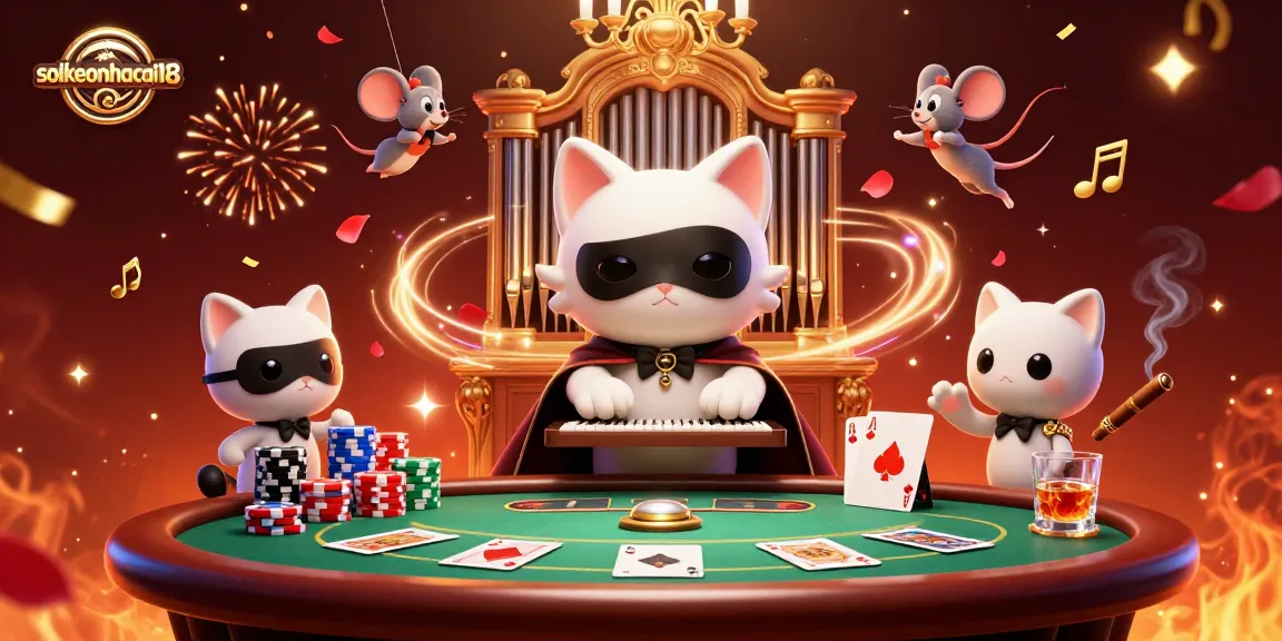 Bet on the soikeonhacai18 table showcasing a vibrant casino scene with animated characters and festive decorations.