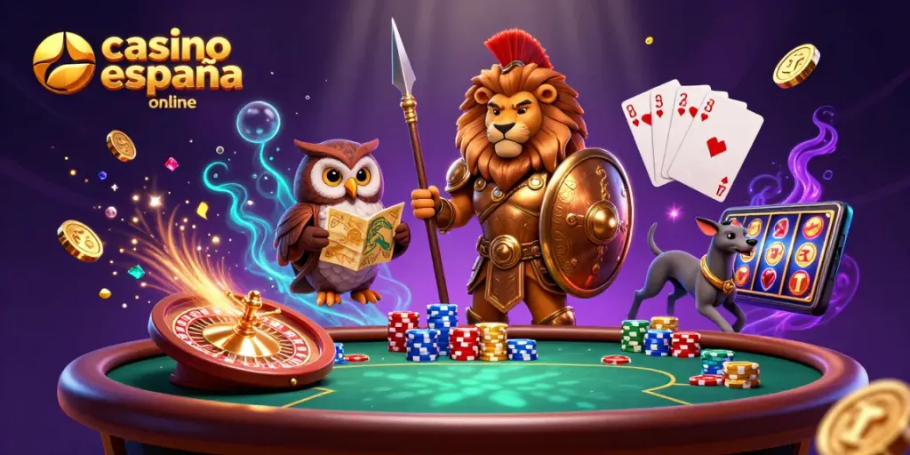 Participa en el emocionante casino españa online con una escena vibrante de póker, fichas y bonificaciones brillantes.