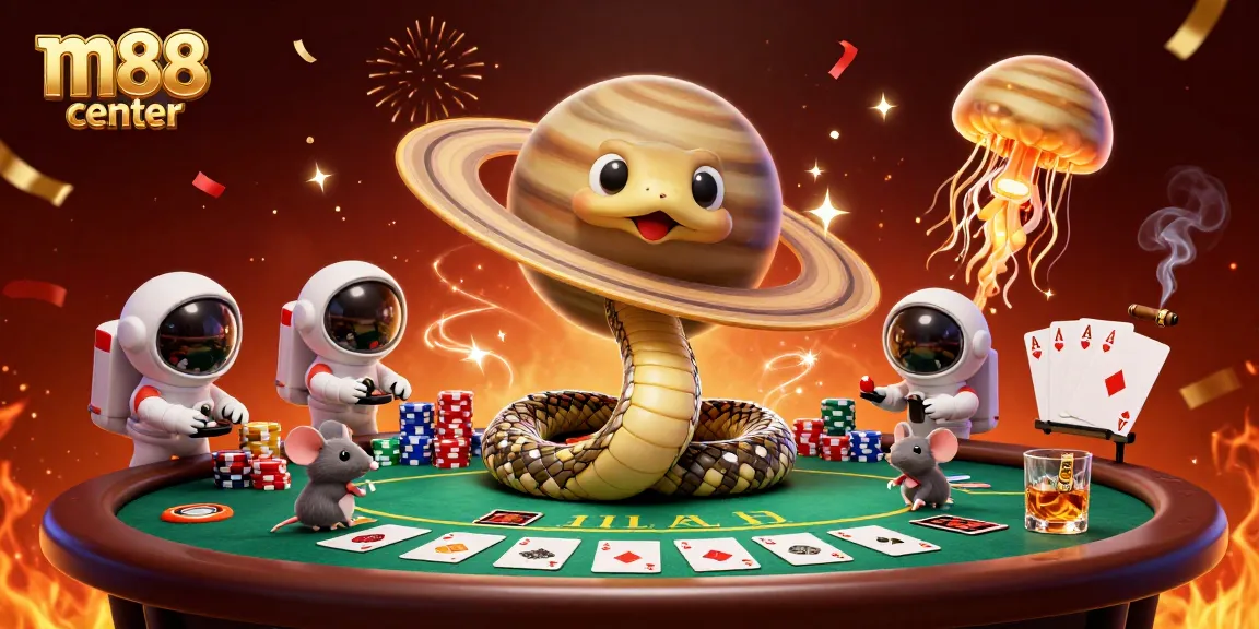 Bet on the vibrant rings of the m88 center as astronaut mice engage in thrilling cosmic gambling.